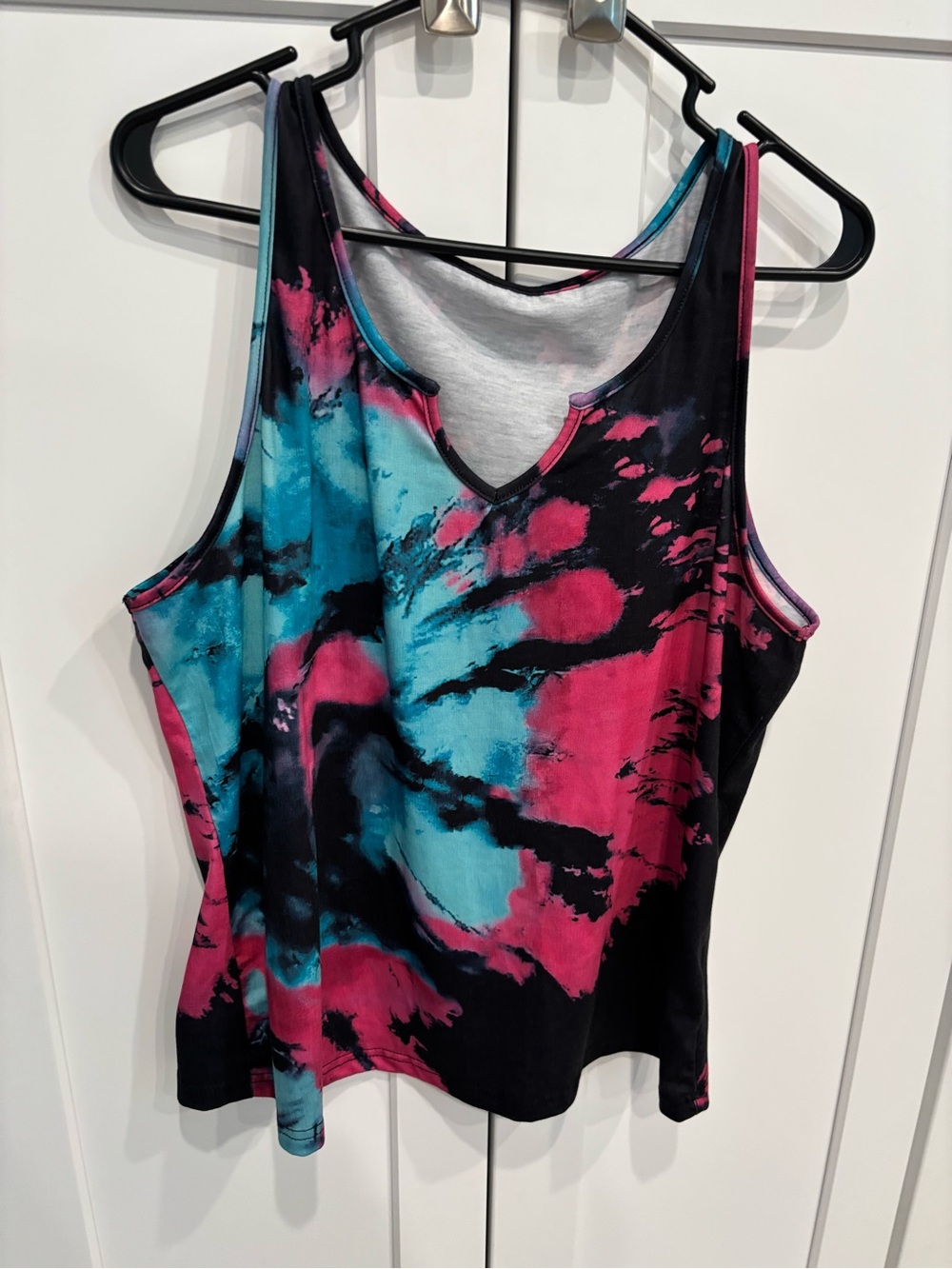 SHEIN Pink & Teal Tie-Dye Scoop Neck Tank